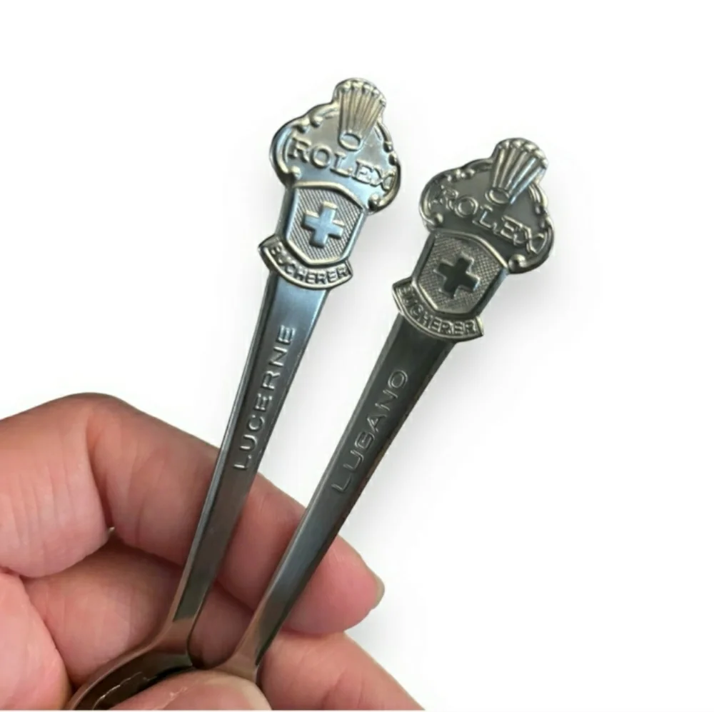 ROLEX Collectible Demi-Tasse Spoons Stainless Steel Set of 2